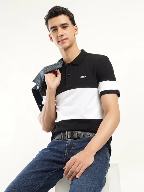 Striped Men's TopsMen's Colorblock Polo T-Shirt