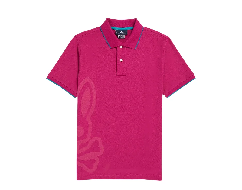 Men's Shirts with Snap ButtonsPsycho Bunny Chatham Side Bunny Polo Wild Berry Men's Shirt B6K976U1PC-WLB