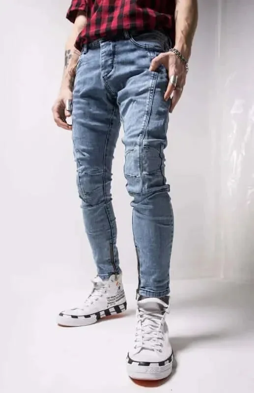 Dark Indigo Men's JeansAnkle Zipper Streetstyle Jeans
