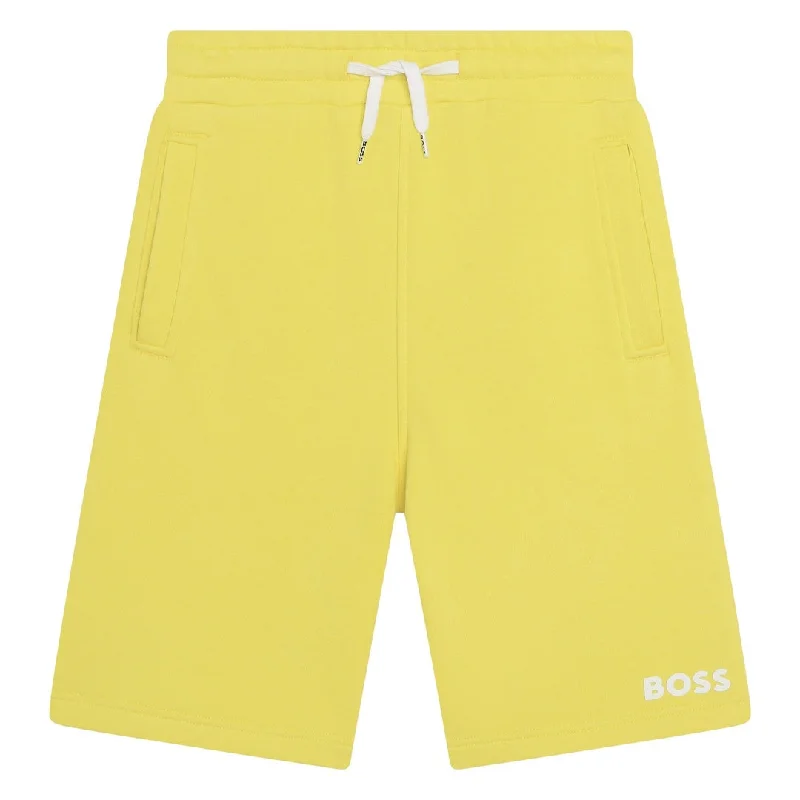 Fast-Drying and Water-Resistant Men's Swim ShortsYellow Logo Shorts