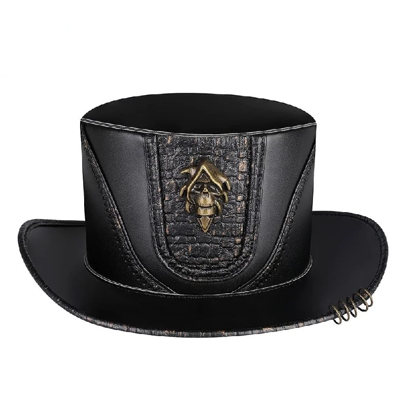 Wide-Brimmed Beach HatsMen's Gothic Strappy Skull Hat