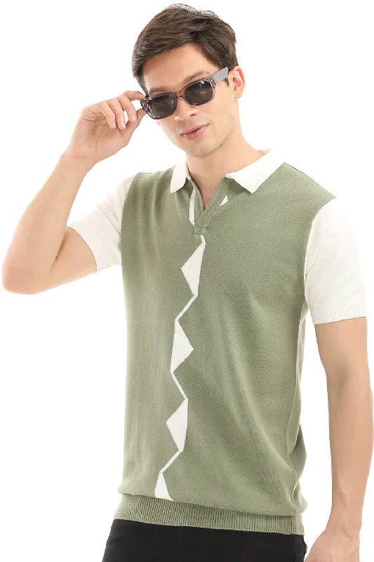 Men's Casual Shirts for Everyday WearGreen Knit Polo Half Sleeve T-Shirt