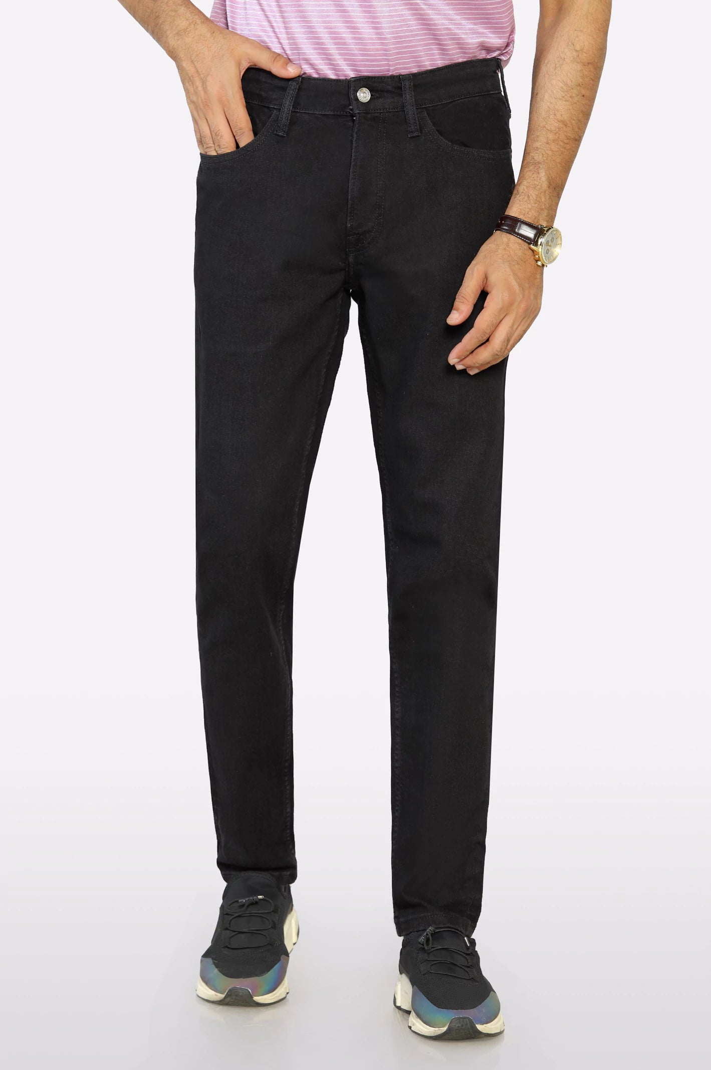 Flexible Stretch Men's JeansBlack Modern Slim Fit Jeans