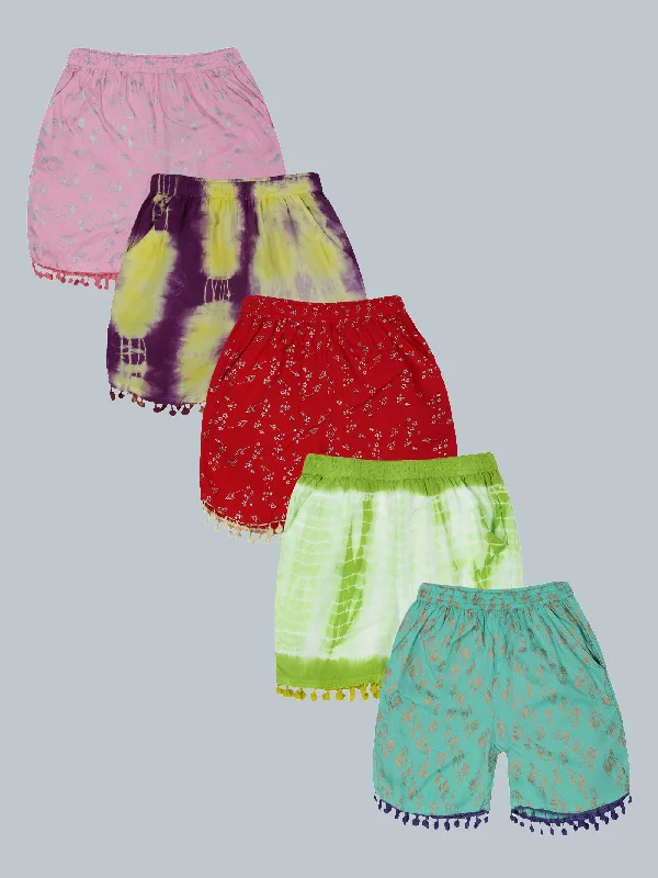 Cool and Crisp Men's Summer Linen and Cotton ShortsGirls AOP Print Shorts Pack of 5