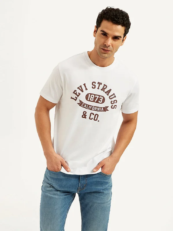 Men's Shirts with Short PlacketsMen's Typographic Print Slim Fit T-Shirt