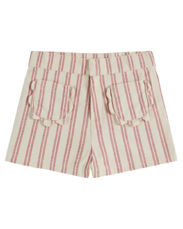 Lightweight Men's Breathable ShortsGirl's Flower Pocket Short In Pink Stripe