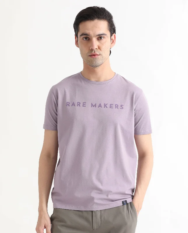 Men's Shirts for HuntingRare Rabbit Men's Burke Pastel Purple Crew Neck Half Sleeves Velvet Branding Regular Fit T-Shirt