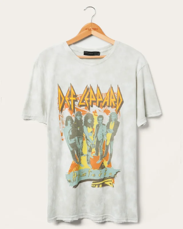 Men's Shirts with Pleated HemlinesDef Leppard Hysteria Tie Dye Vintage Tee