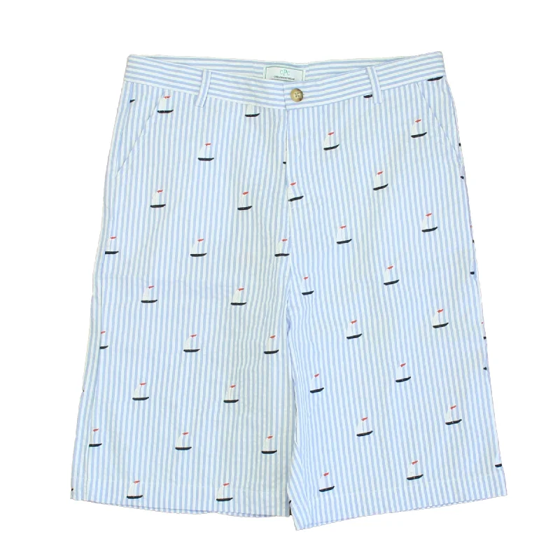 Men's Short-Inseam Dress Pants for StyleClassic Prep Boys Sailboats on Blue Seersucker Shorts Size: 6-14 Years