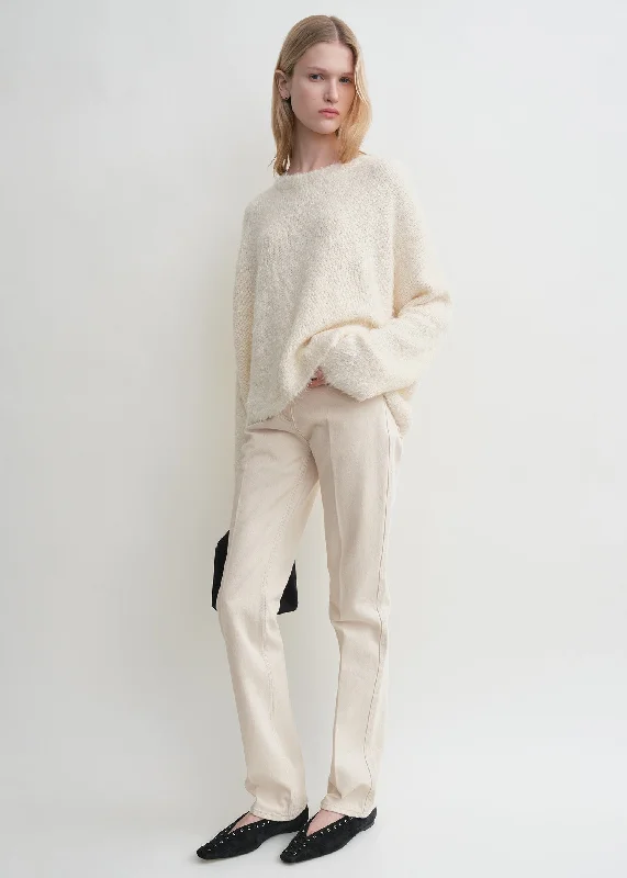 Men's Sweaters with Tapered ShapesBoxy silk knit cream