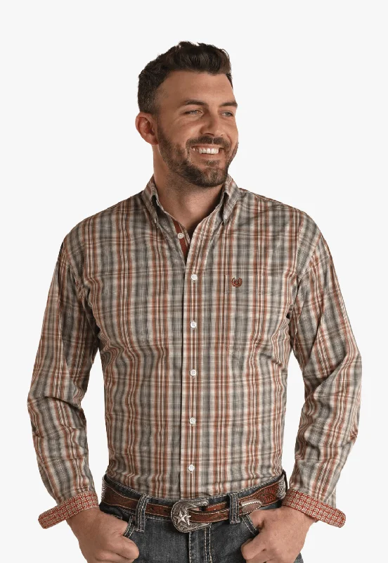 Men's Patterned Button-Down Shirts for Added InterestPanhandle Mens Plaid Long Sleeve Shirt