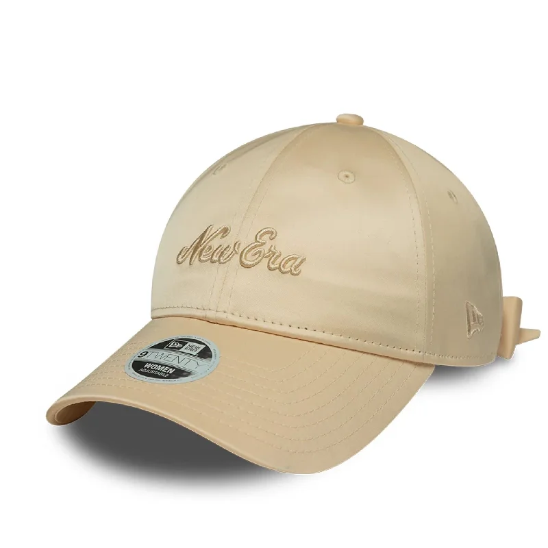 Designer Fedora HatsWomens New Era Satin Bow Light Beige 9TWENTY Adjustable Cap