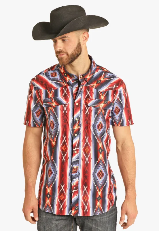 Versatile Men's Short-Sleeve ShirtsRock and Roll Mens Tek Western Aztec Short Sleeve Shirt