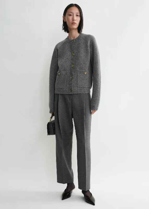 Men's Sweaters with Belt LoopsHammered button cardigan grey melange