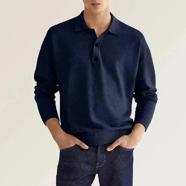 Men's Shirts with Embroidered DesignsLong Sleeve Button Men's Top Polo Shirt