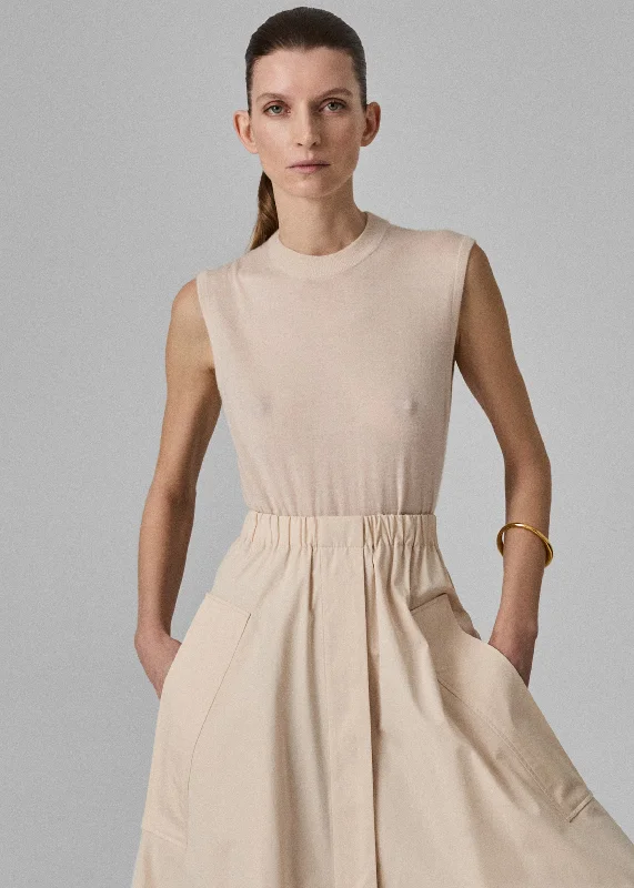 Men's Sweaters with Elastic CuffsShell Tank in Fine Cashmere  - Whisper Pink