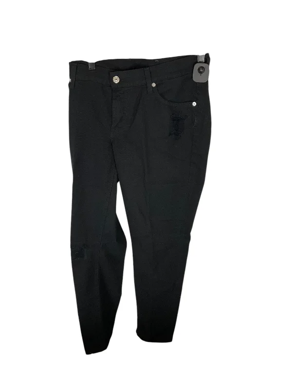 Leather Patch Men's JeansJeans Designer By 7 For All Mankind In Black Denim, Size: 12