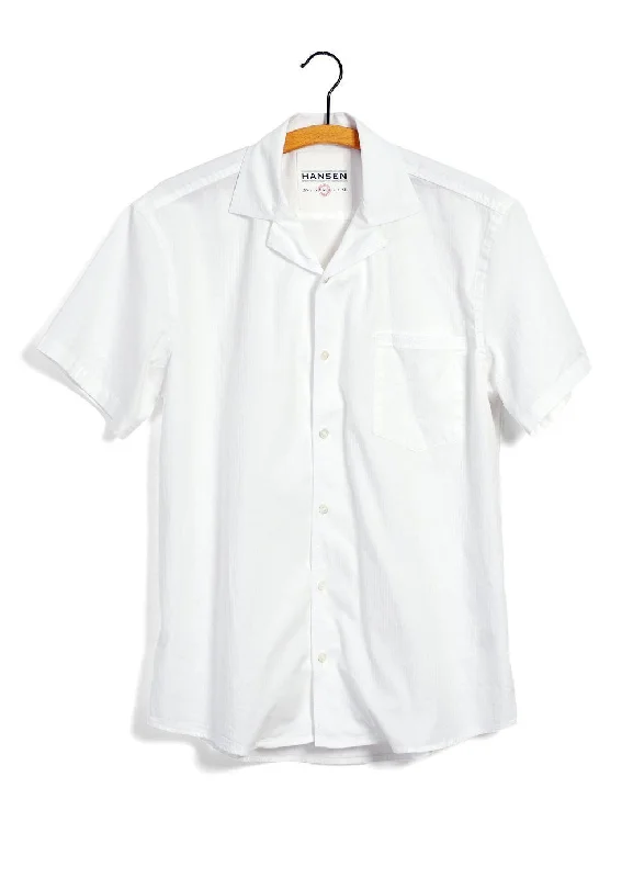 Men's Solid-Color Button-Down Shirts for VersatilityJONNY | Short Sleeve Herringbone Shirt | White White