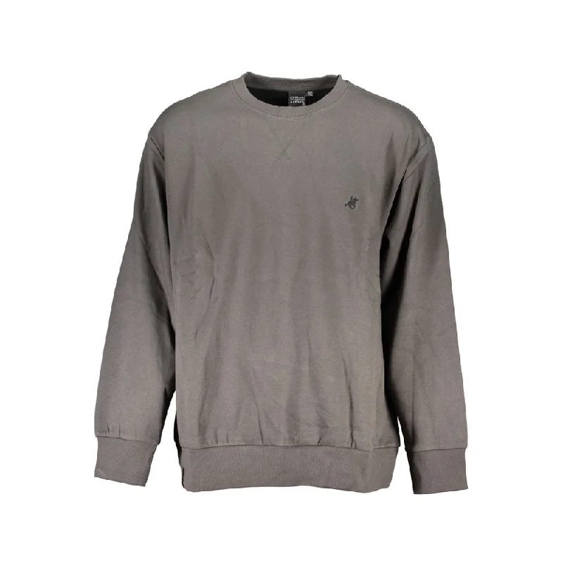 Men's Sweaters with High-Low HemlinesU.S. Grand Polo Gray Cotton Men's Sweater