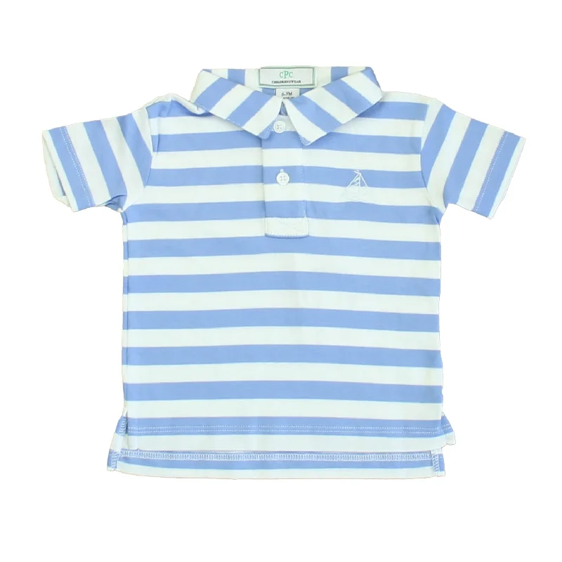 Men's Shirts with Custom MonogramsClassic Prep Boys Cornflower Blue | Bright White Polo Shirt Size: 6-9 Months