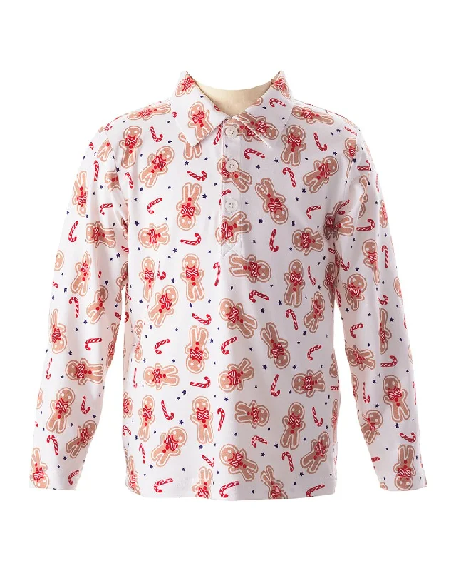 Men's Shirts with Single-Breasted DesignsRachel Riley Gingerbread Polo Shirt