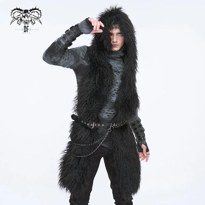 Novelty Trucker HatsMen's Punk Faux Fur Scarf with Hood