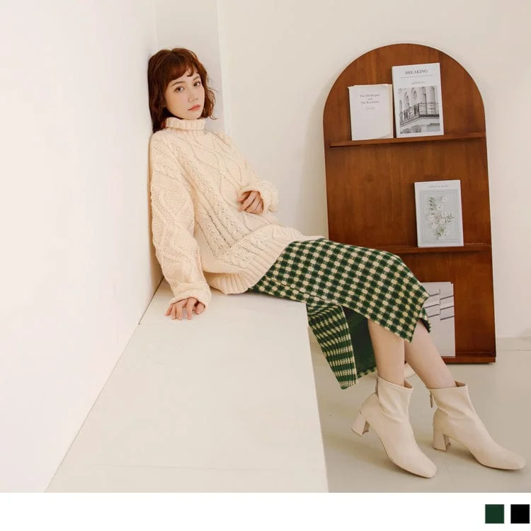 Men's Sweaters for Everyday WearMEDIUM WAIST KNIT CHECKED TUNIC MIDI SKIRTS