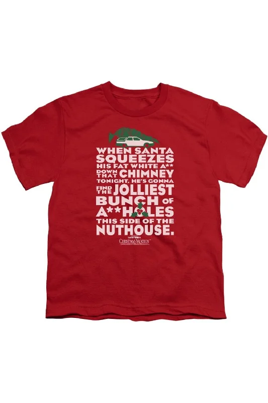 Men's Shirts with Lace-Up HemlinesChristmas Vacation Jolliest Bunch Short Sleeve Youth Tee / T-Shirt