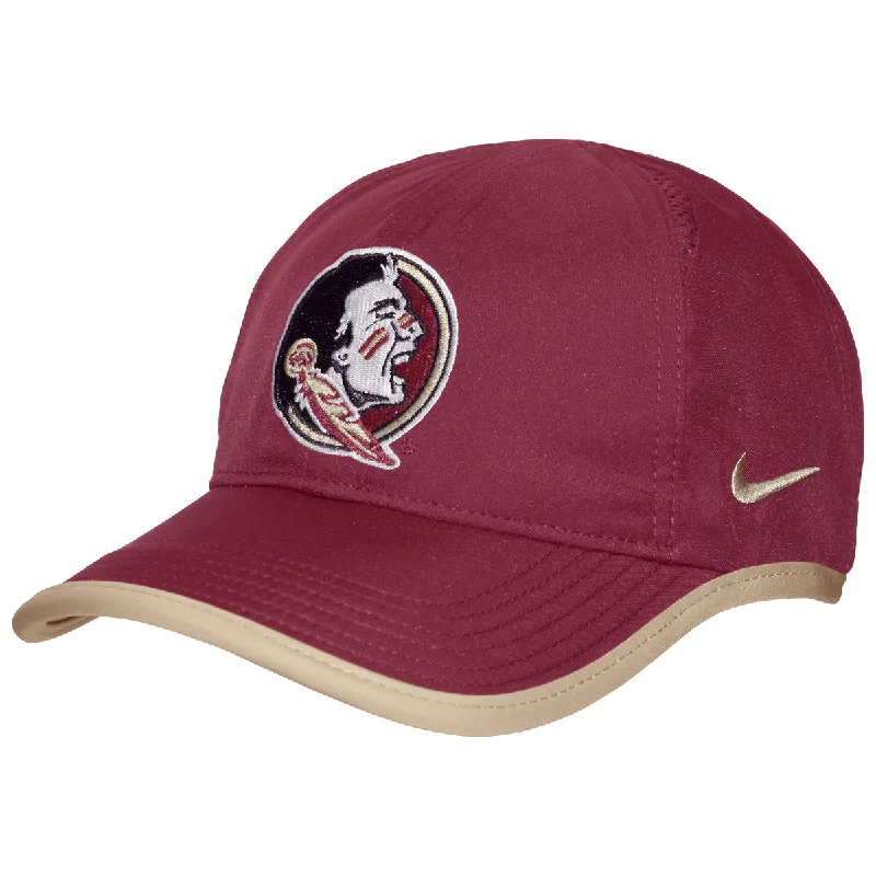 Modern Snapback CapsNike Men's Seminole Logo Adjustable Dri-fit Unstructured Featherlight Club Cap - Garnet