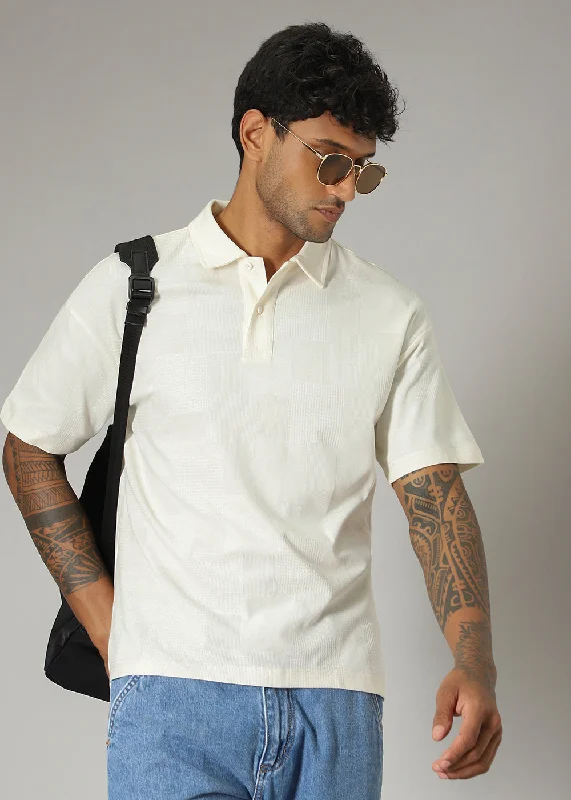 Men's Shirts with Graphic SleevesCream Patterned Polo T-shirt