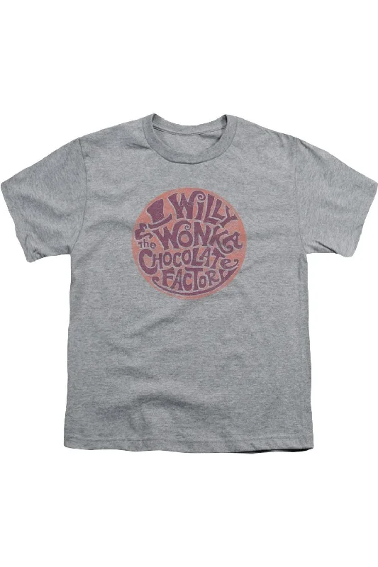 Men's Shirts with Full PlacketsWilly Wonka And The Chocolate Factory Circle Logo Short Sleeve Youth Tee / T-Shirt