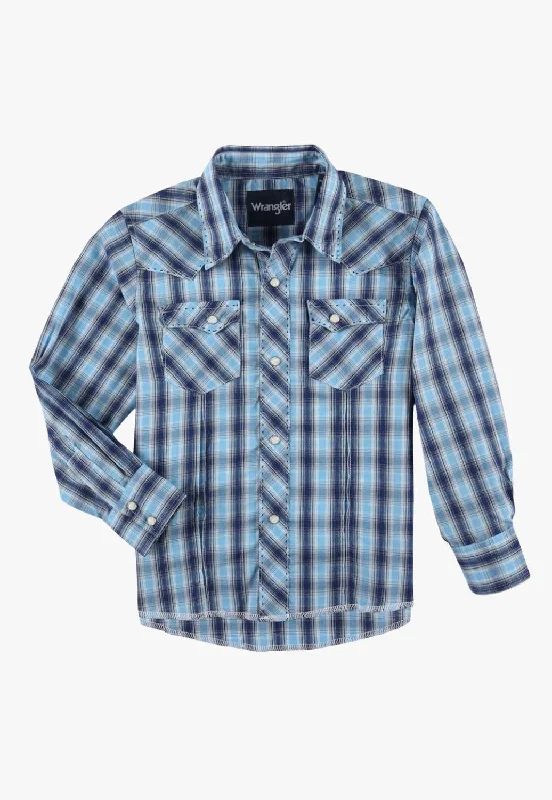 Casual Men's Button-Down ShirtsWrangler Boys Snap Long Sleeve Shirt