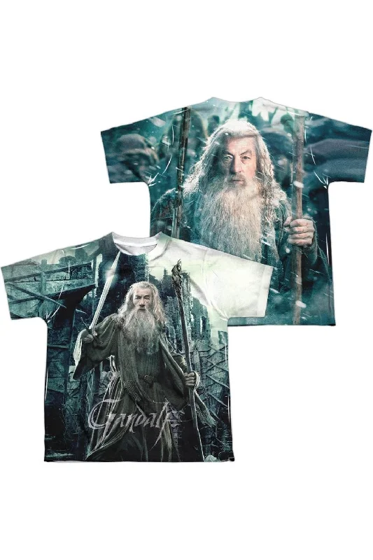 Men's Shirts with Appliqué DetailsHobbit Wizard (Front/Back) Short Sleeve Youth Poly Crew Tee / T-Shirt