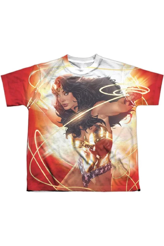 Men's Shirts with Belt AttachmentsJustice League of America Wonder Woman Glow Short Sleeve Youth Poly Crew Tee / T-Shirt