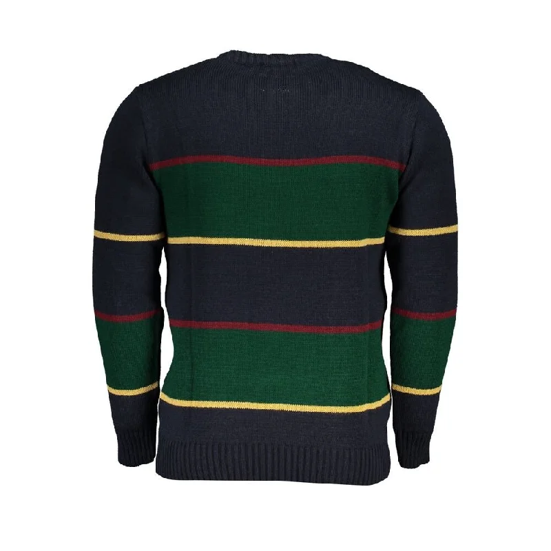 Men's Sweaters with Embroidered DesignsU.S. Grand Polo Blue Fabric Men's Sweater