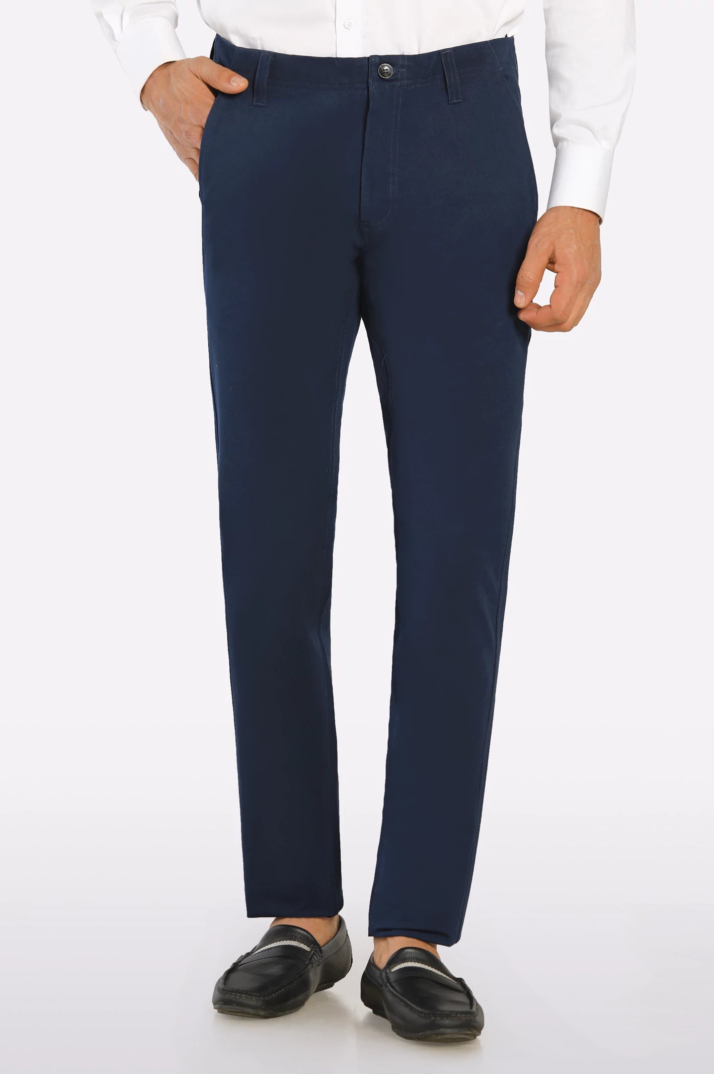 Men's Jeans with RipsNavy Blue Smart Fit Cotton Chino