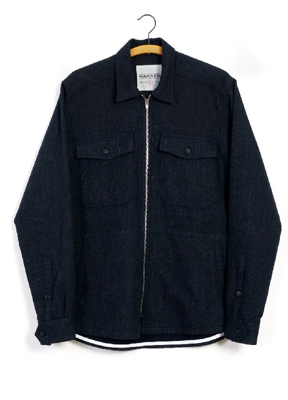 Men's Slim-Fit Shirts for a Flattering ShapeSIGVE | Zipper Front Over Shirt | Navy Melange