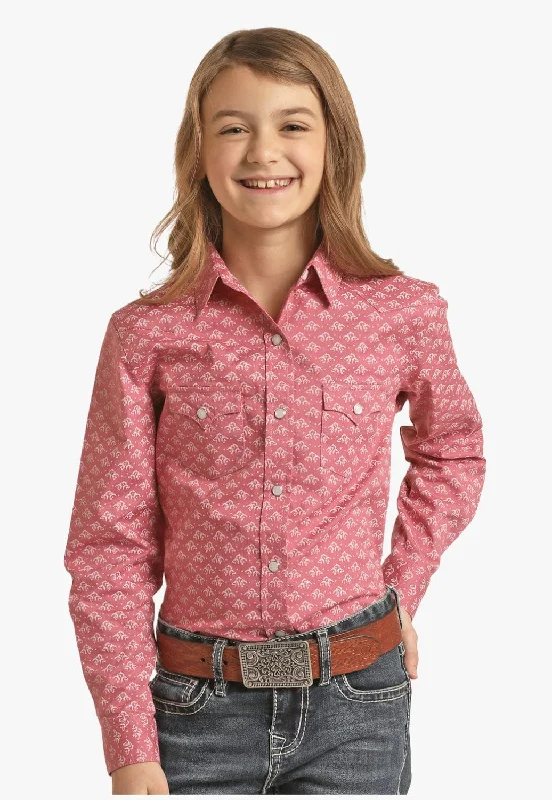 Men's Pattern-Clashing Shirts for Bold FashionPanhandle Girls Printed Snap Long Sleeve Shirt
