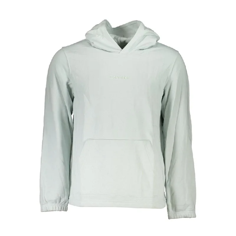 Men's Sweaters with High-Neck DesignsCalvin Klein Chic Green Hooded Cotton Blend Men's Sweatshirt