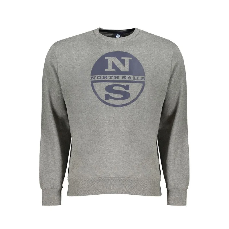 Men's Sweaters with Fold-Over CuffsNorth Sails Gray Cotton Men's Sweater