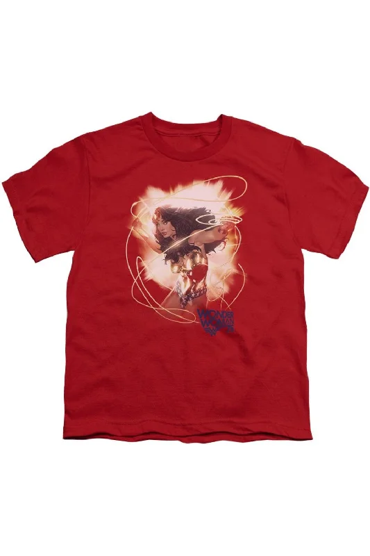 Men's Shirts with Appliquéd SleevesWonder Woman 75th Burst Short Sleeve Youth Tee / T-Shirt