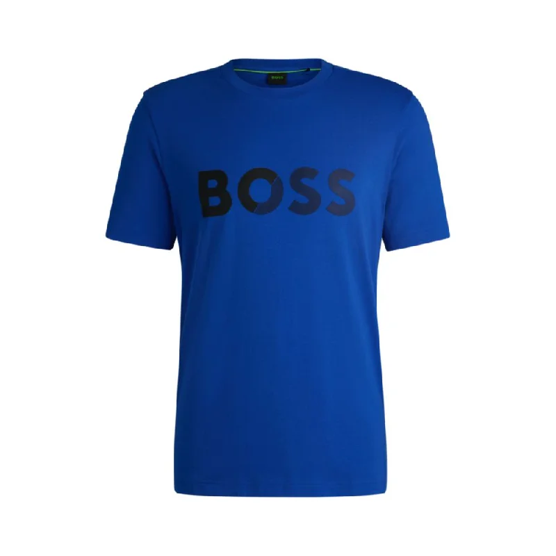 Warm Men's Fleece-Lined TopsCotton-jersey T-shirt with large logo
