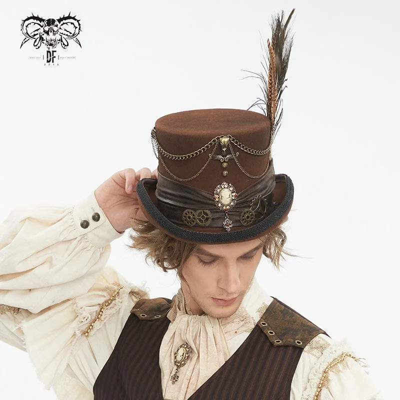 Unique Baseball CapsMen's Gothic Gear Feather Top Hat