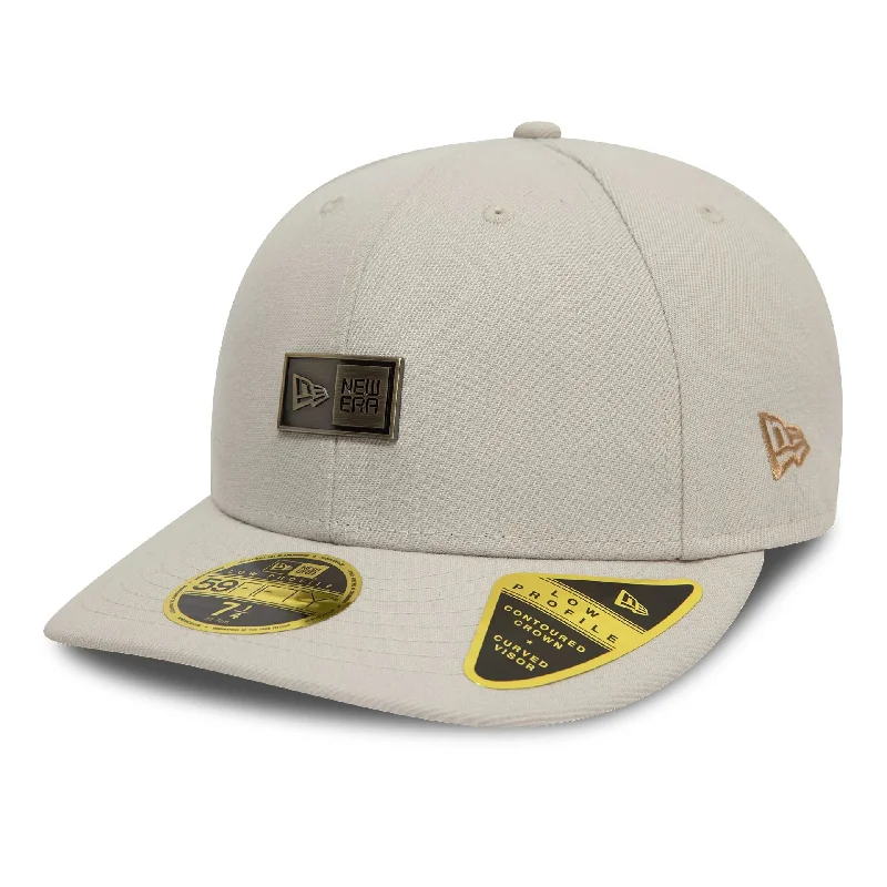 Adjustable Baseball Caps for KidsNew Era Metal Badge Cream Low Profile 59FIFTY Fitted Cap