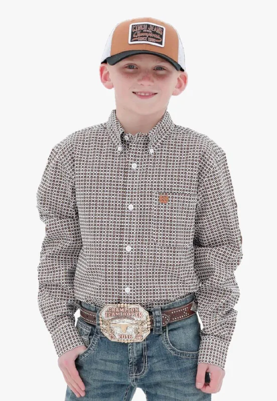 Men's Wrinkle-Free Shirts for Easy CareCinch Boys Geometric Long Sleeve Shirt