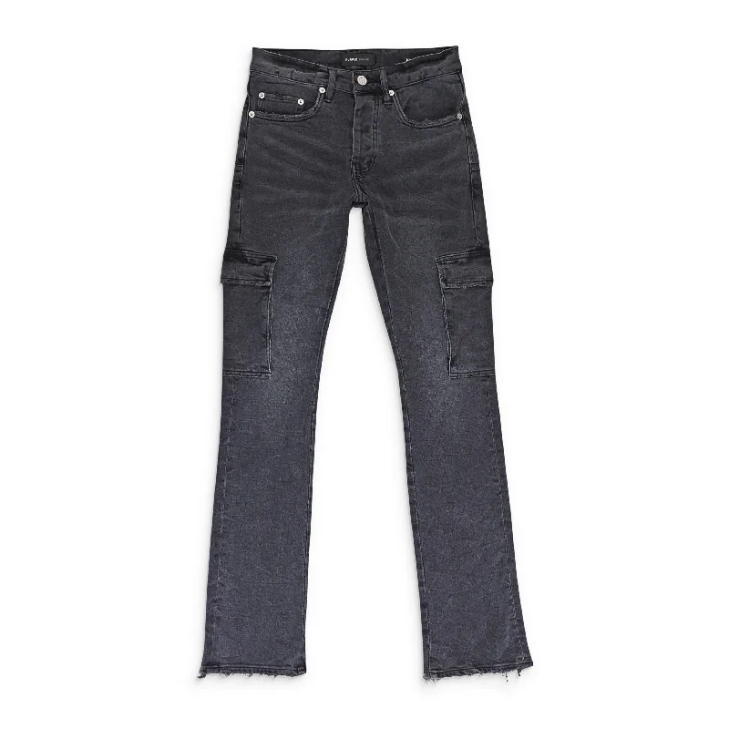 XXXL Men's JeansWASHED CARGO FLARE BLACK SKINNY JEANS