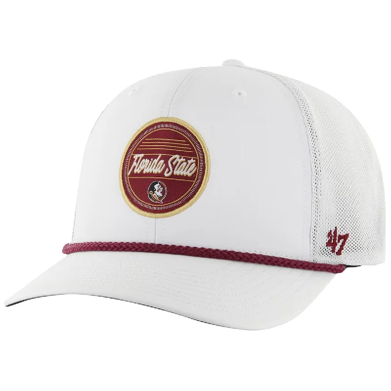 Affordable Baseball Hats47 Brand Florida State Seminole Logo Woven Patch Adjustable Trucker Cap - White