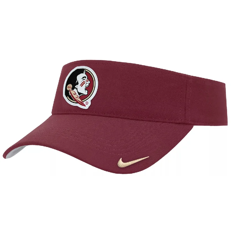 Quilted Winter HatsNike Men's Seminole Logo Patch Adjustable Dri-fit Ace Swoosh Visor - Garnet