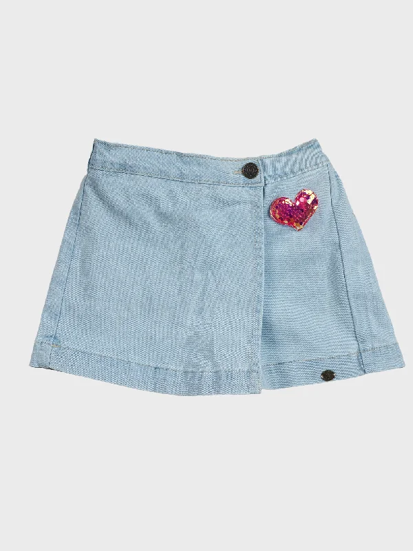 Lightweight and Breathable Men's Running ShortsGirls Denim Over Lap Shorts With Sequin Heart Applique
