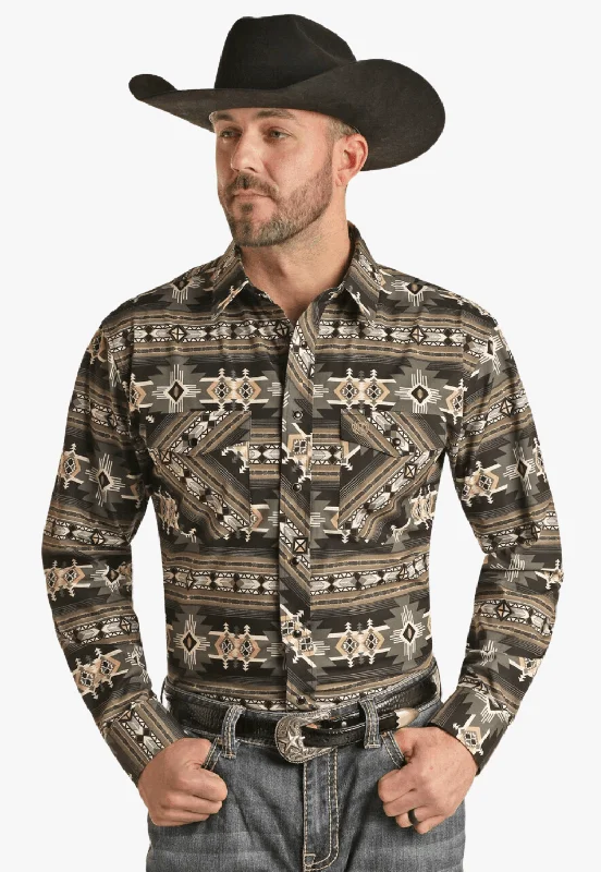 Men's Luxury Shirts for High-End FashionPanhandle Mens Slim Fit Aztec Long Sleeve Shirt